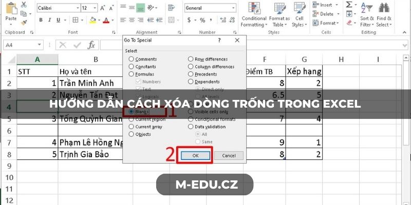 Hướng dẫn cách xóa dòng trống trong Excel