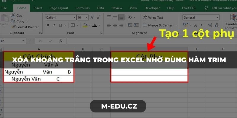 Xóa khoảng trắng trong Excel nhờ dùng hàm TRIM